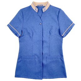 Bulk order women's short-sleeved color blue hotel cleaning clothes personal design V-neck housekeeping cleaning clothes cleaning work clothes clothing factory SKHH023 Bulk order women's short-sleeved color blue hotel cleaning clothes personal design V-neck housekeeping cleaning clothes cleaning work clothes clothing factory SKHH023